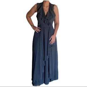 MORILEE Grey Sleeveless V-neck Gown size 6